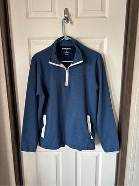 Bonobos Navy Blue Half-Zip Pullover Sweater with White Trim